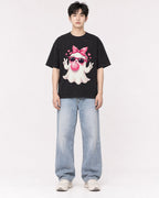 Mockup Boxy Heavyweight Tee Black male full-body 01