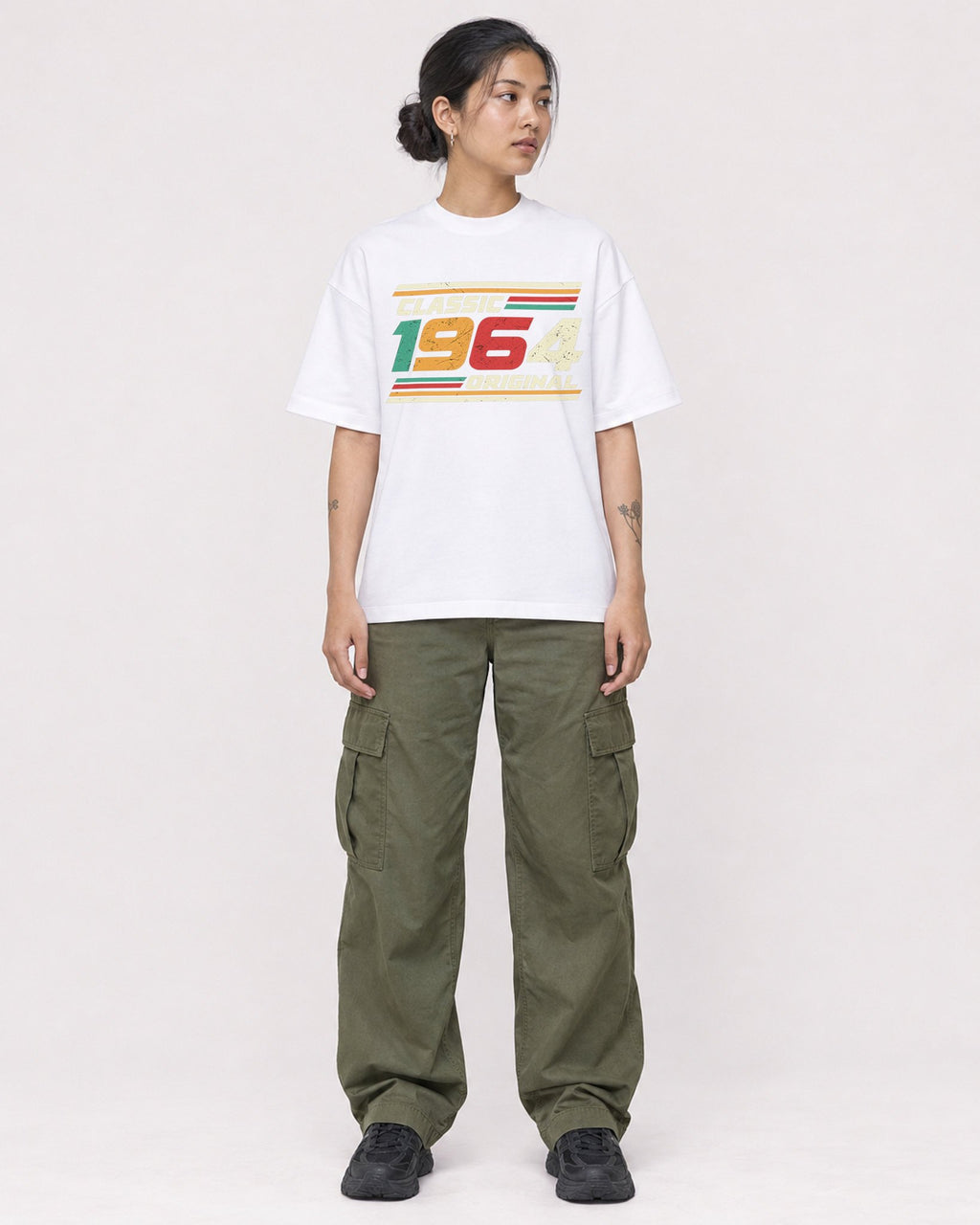 Mockup Boxy Heavyweight Tee White female full-body 12