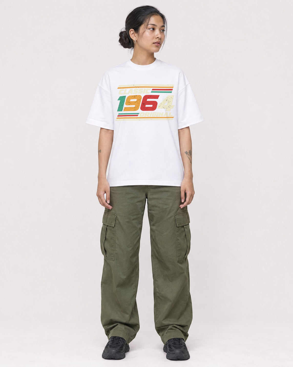 Mockup Boxy Heavyweight Tee White female full-body 12