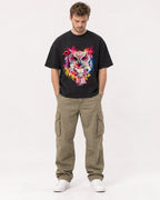 Mockup Boxy Heavyweight Tee Black male full-body 08