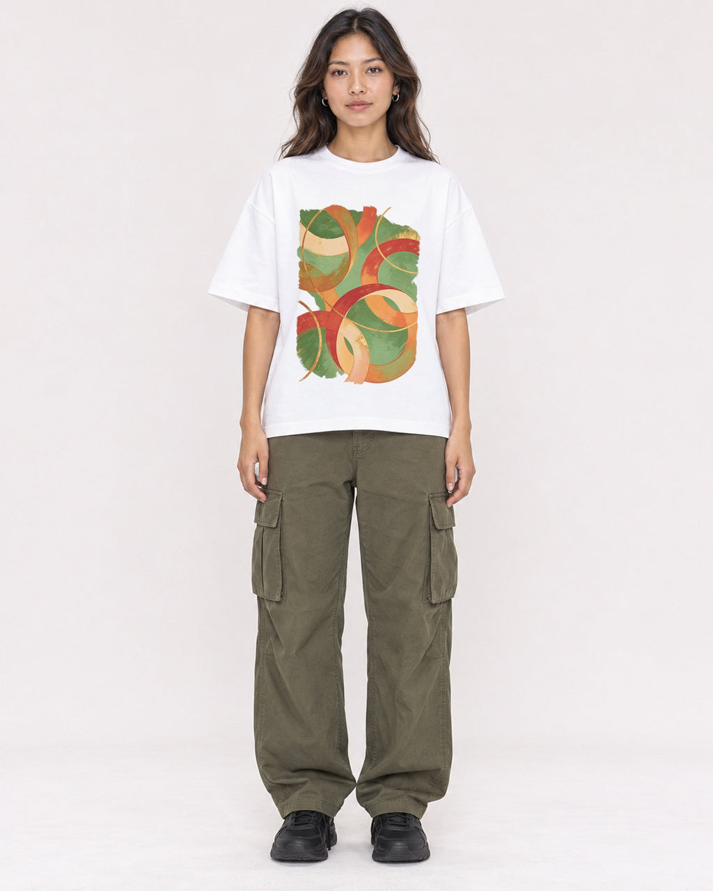 Mockup Boxy Heavyweight Tee White female full-body 02