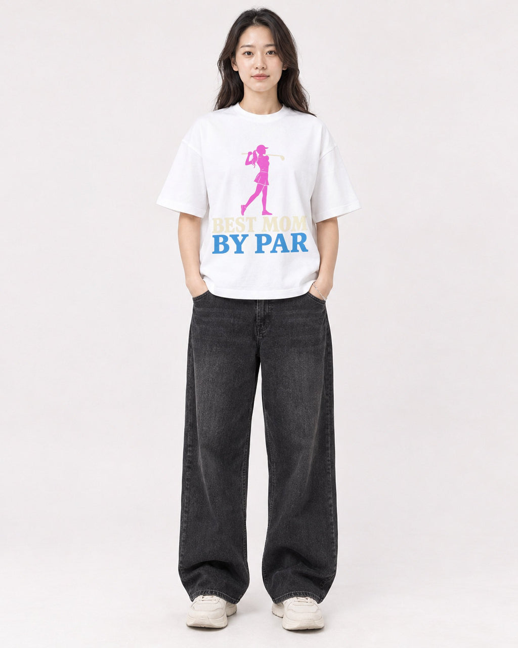 Mockup Boxy Heavyweight Tee White female full-body 03