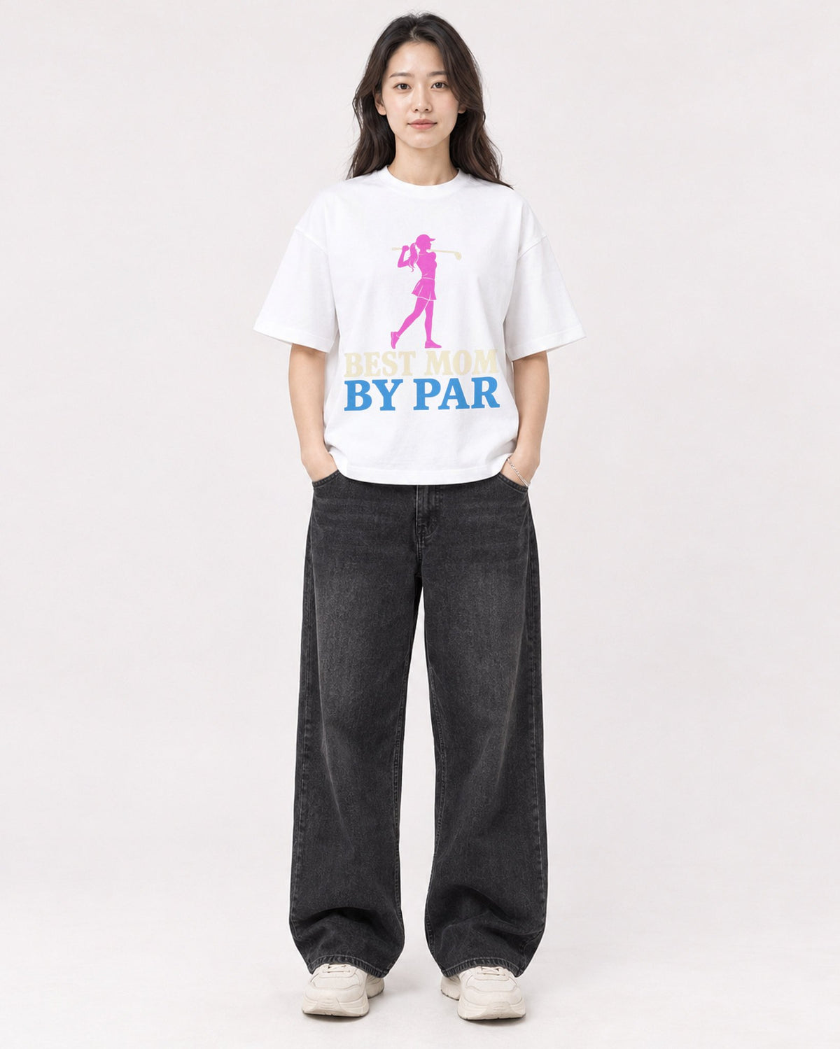 Mockup Boxy Heavyweight Tee White female full-body 03