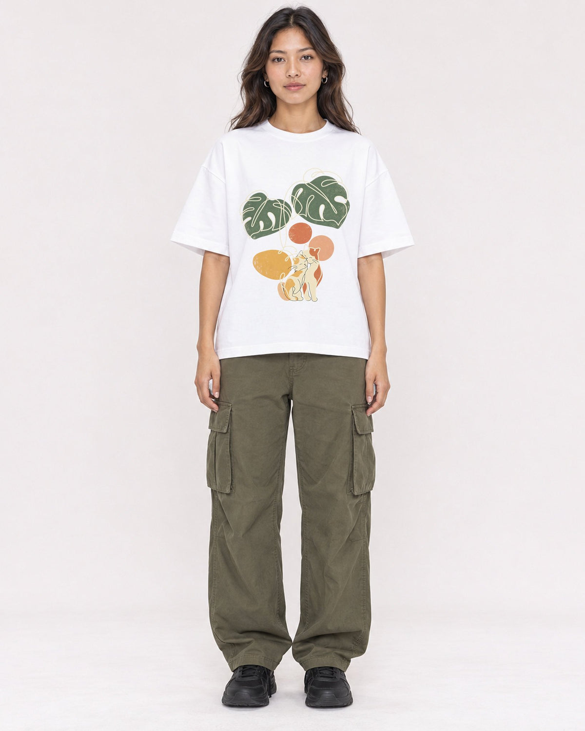 Mockup Boxy Heavyweight Tee White female full-body 02
