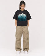 Mockup Boxy Heavyweight Tee Black female full-body 42