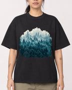 Mockup Boxy Heavyweight Tee Black female close-up 42