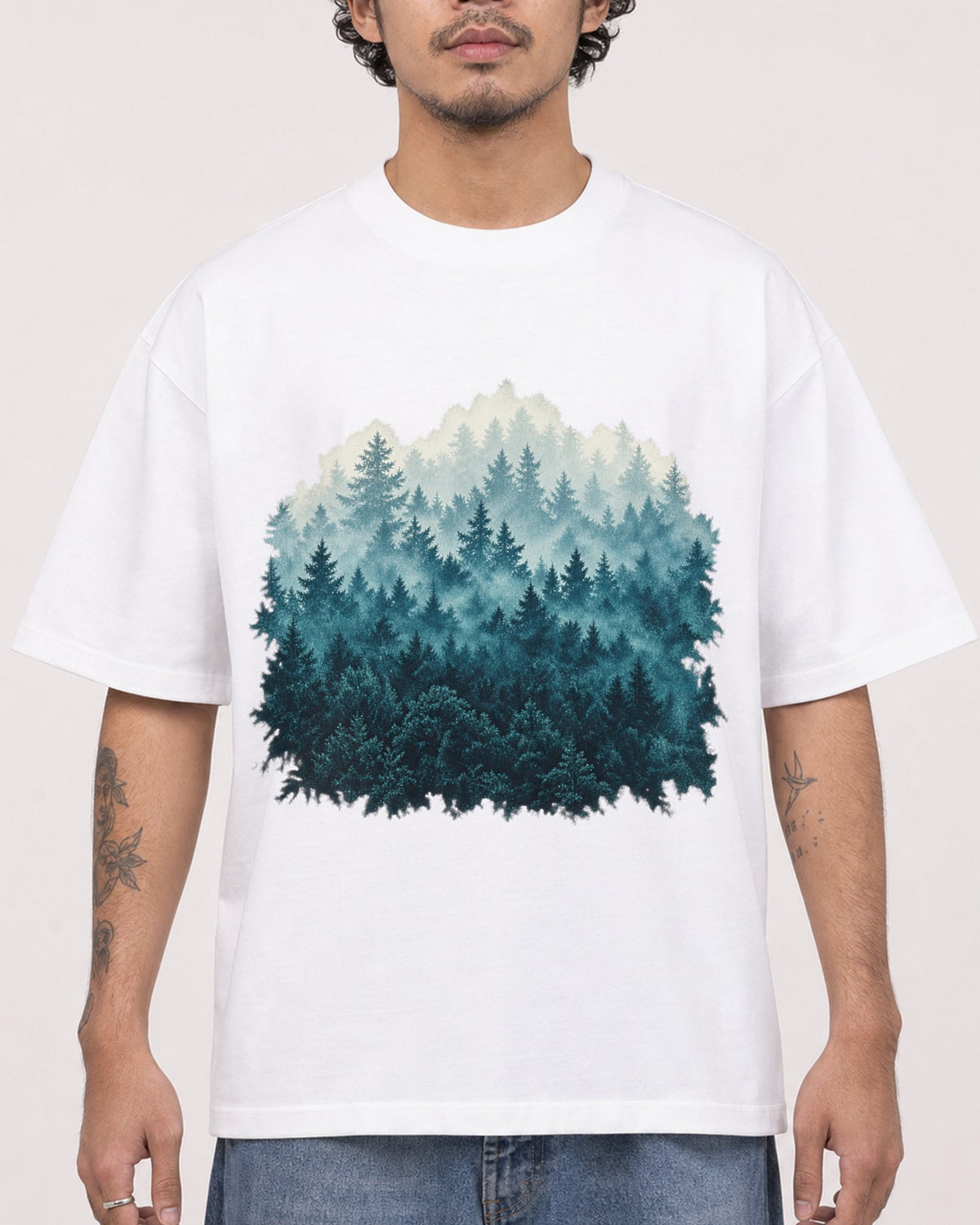 Mockup Boxy Heavyweight Tee White male close-up 42