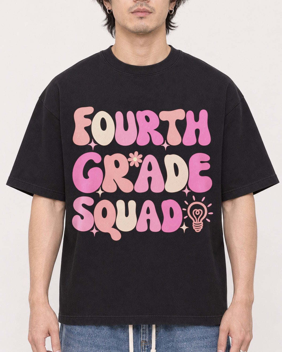 Mockup Boxy Heavyweight Tee Black male close-up 03