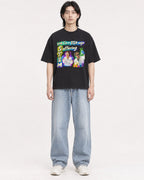 Mockup Boxy Heavyweight Tee Black male full-body 41