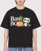 Mockup Boxy Heavyweight Tee Black male close-up 11