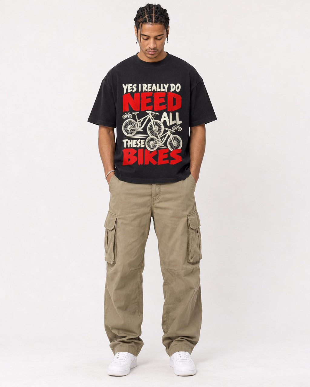 Mockup Boxy Heavyweight Tee Black male full-body 40