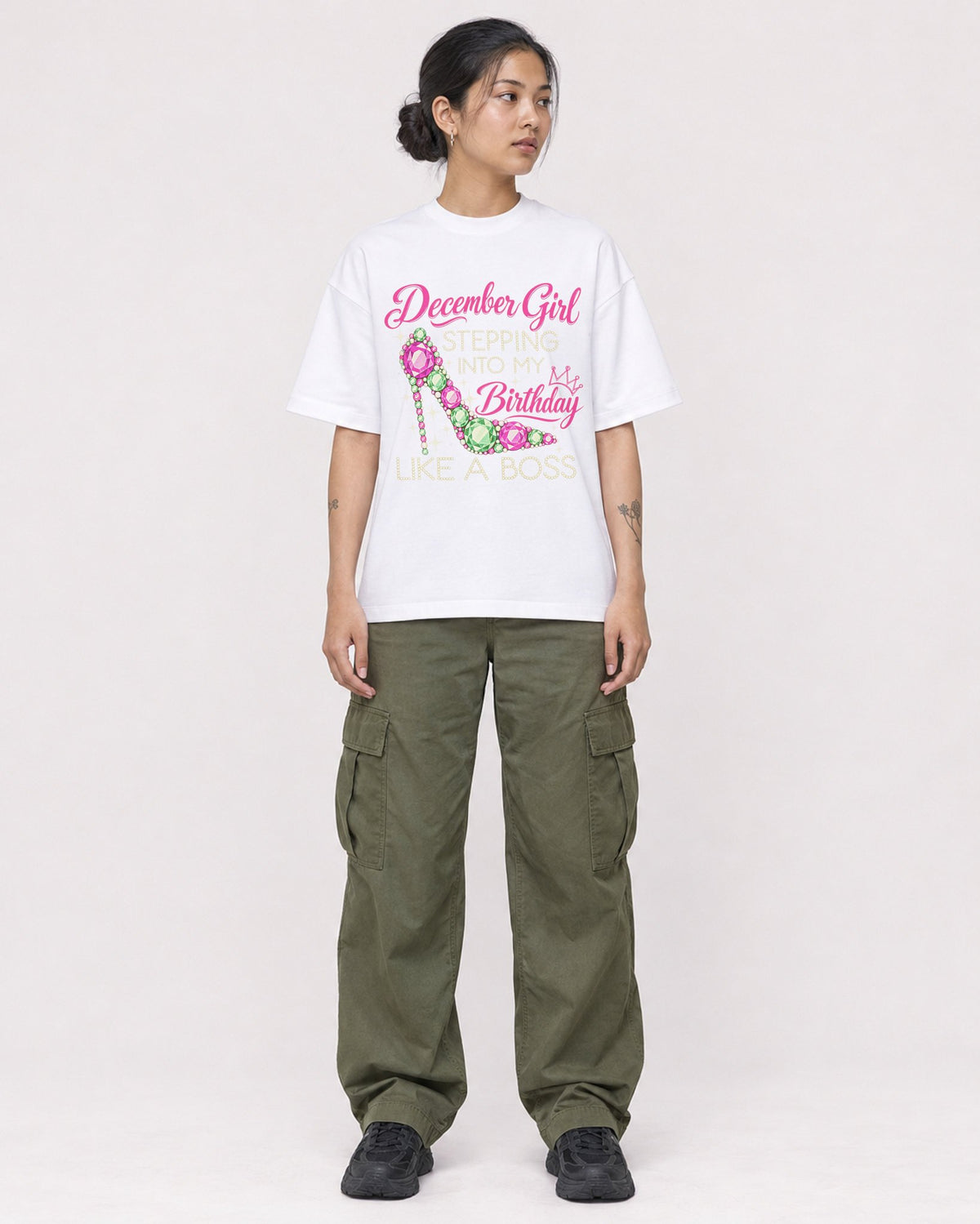 Mockup Boxy Heavyweight Tee White female full-body 12