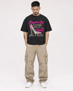 Mockup Boxy Heavyweight Tee Black male full-body 12