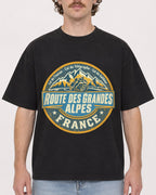 Mockup Boxy Heavyweight Tee Black male close-up 09