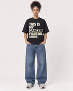 Mockup Boxy Heavyweight Tee Black female full-body 20