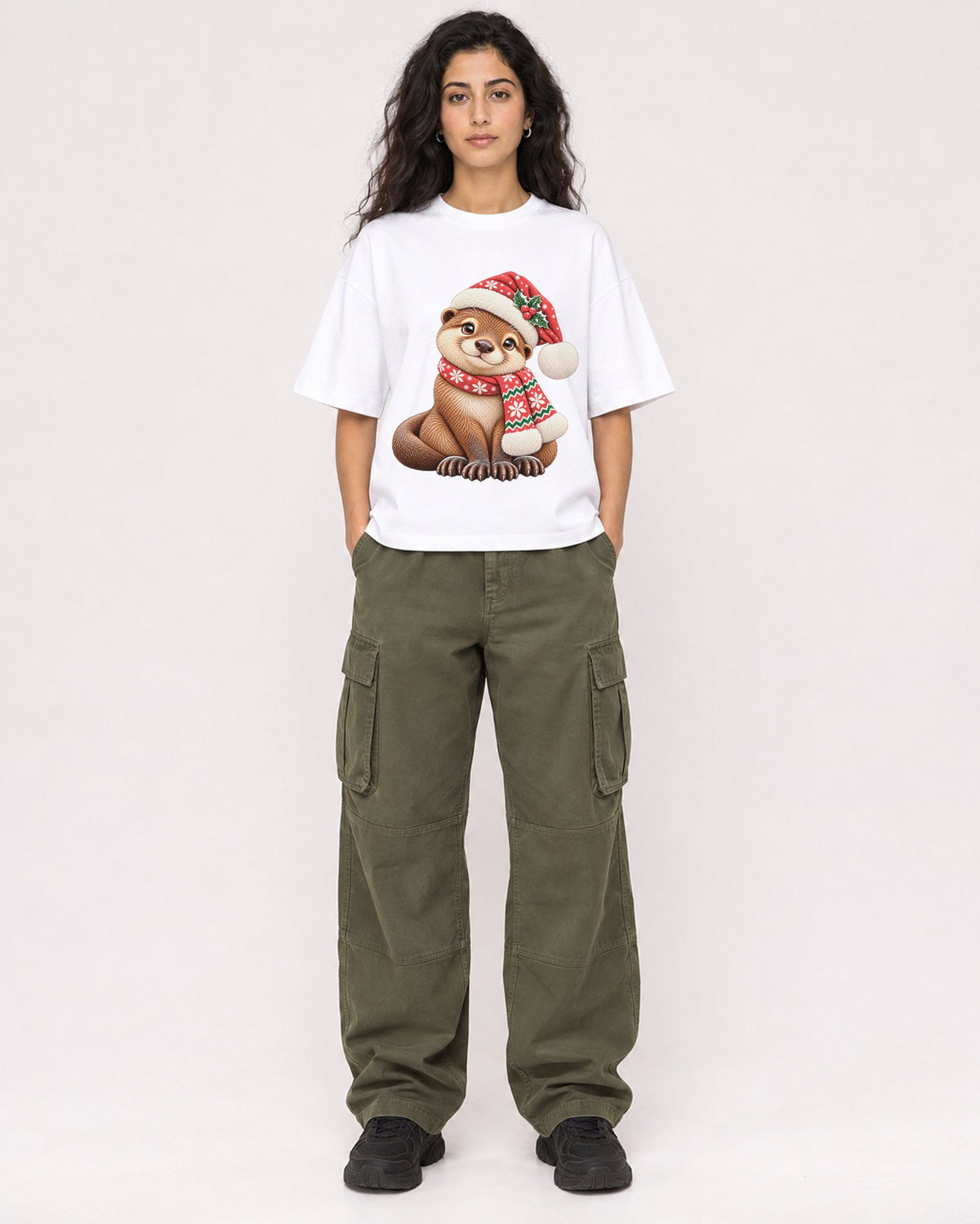 Mockup Boxy Heavyweight Tee White female full-body 07