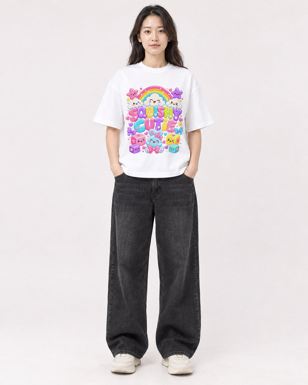 Mockup Boxy Heavyweight Tee White female full-body 03