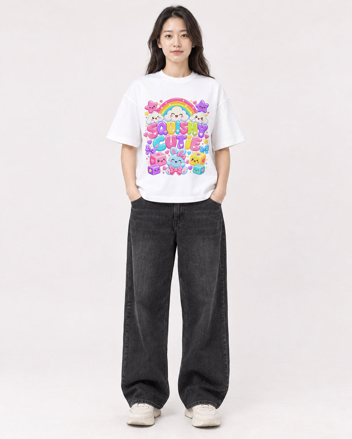 Mockup Boxy Heavyweight Tee White female full-body 03
