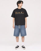 Mockup Boxy Heavyweight Tee Black male full-body 11