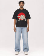 Mockup Boxy Heavyweight Tee Black male full-body 05