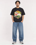 Mockup Boxy Heavyweight Tee Black male full-body 02