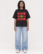 Mockup Boxy Heavyweight Tee Black female full-body 15