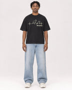 Mockup Boxy Heavyweight Tee Black male full-body 05