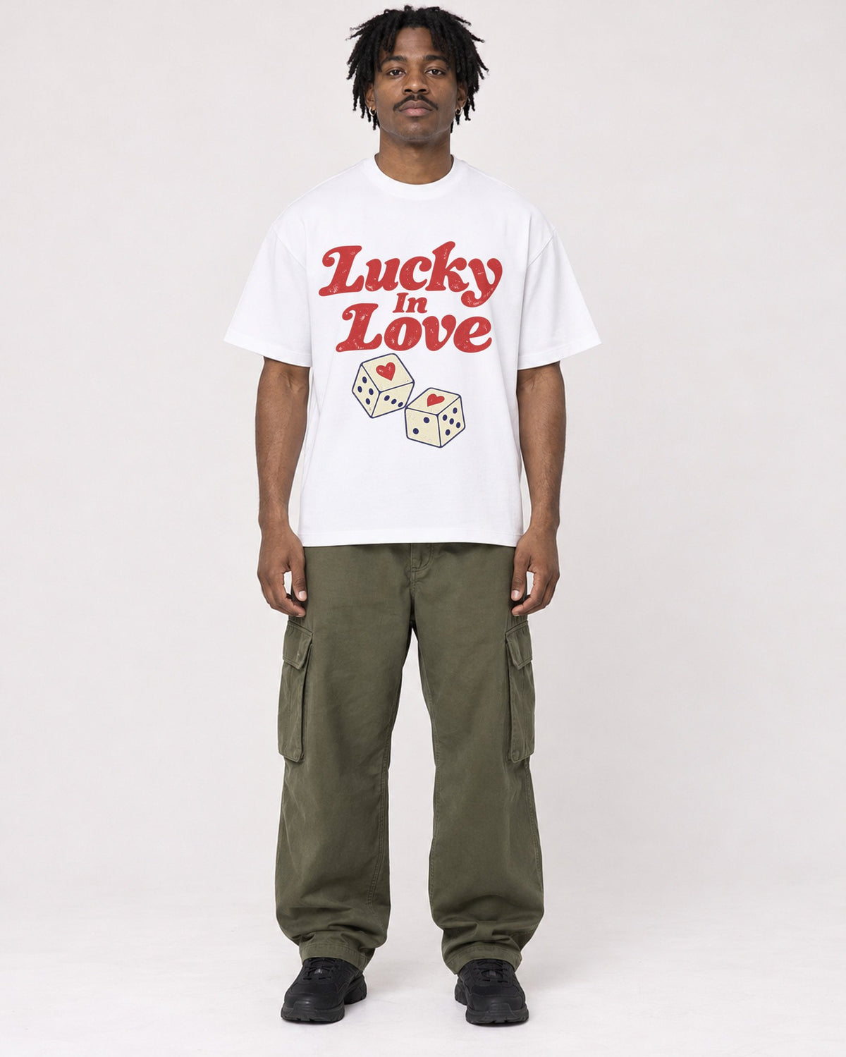 Mockup Boxy Heavyweight Tee White male full-body 04