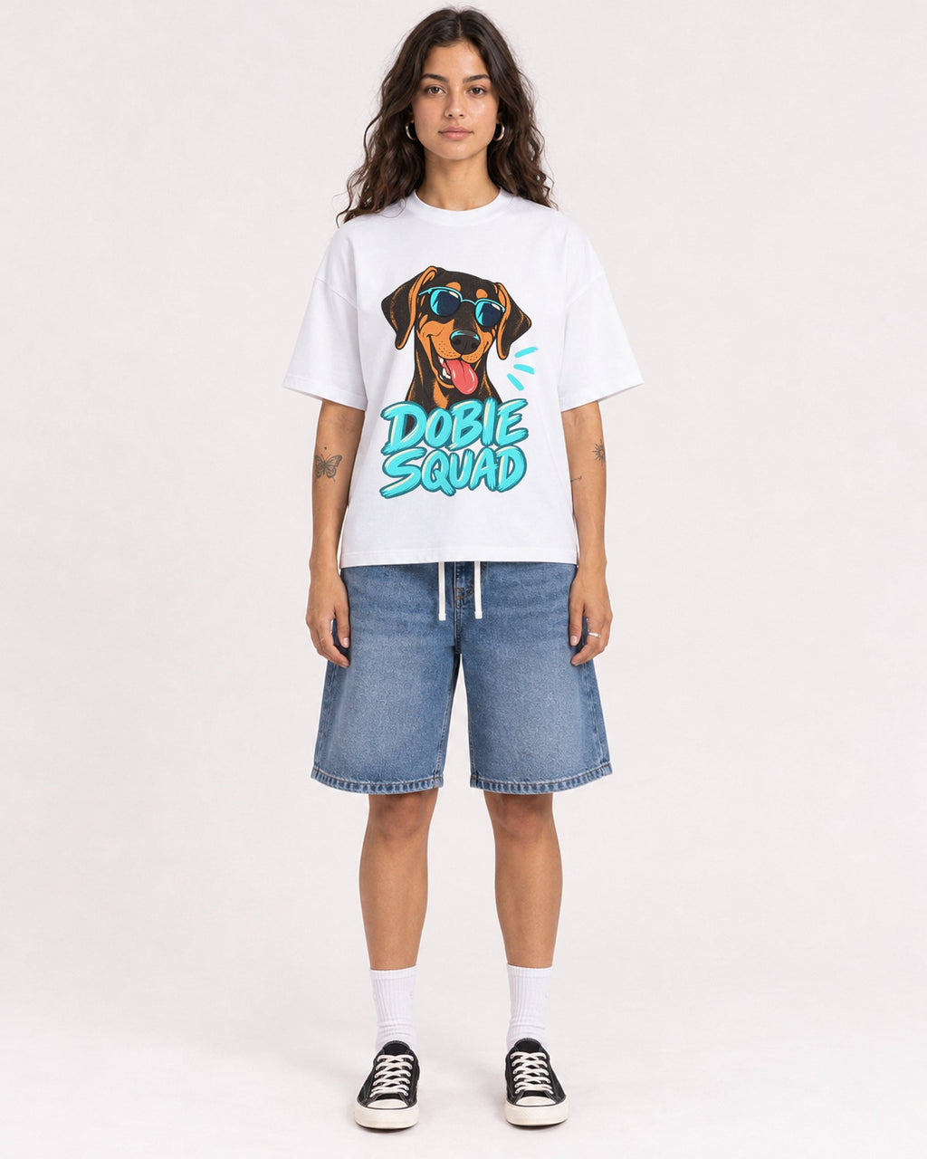 Mockup Boxy Heavyweight Tee White female full-body 06
