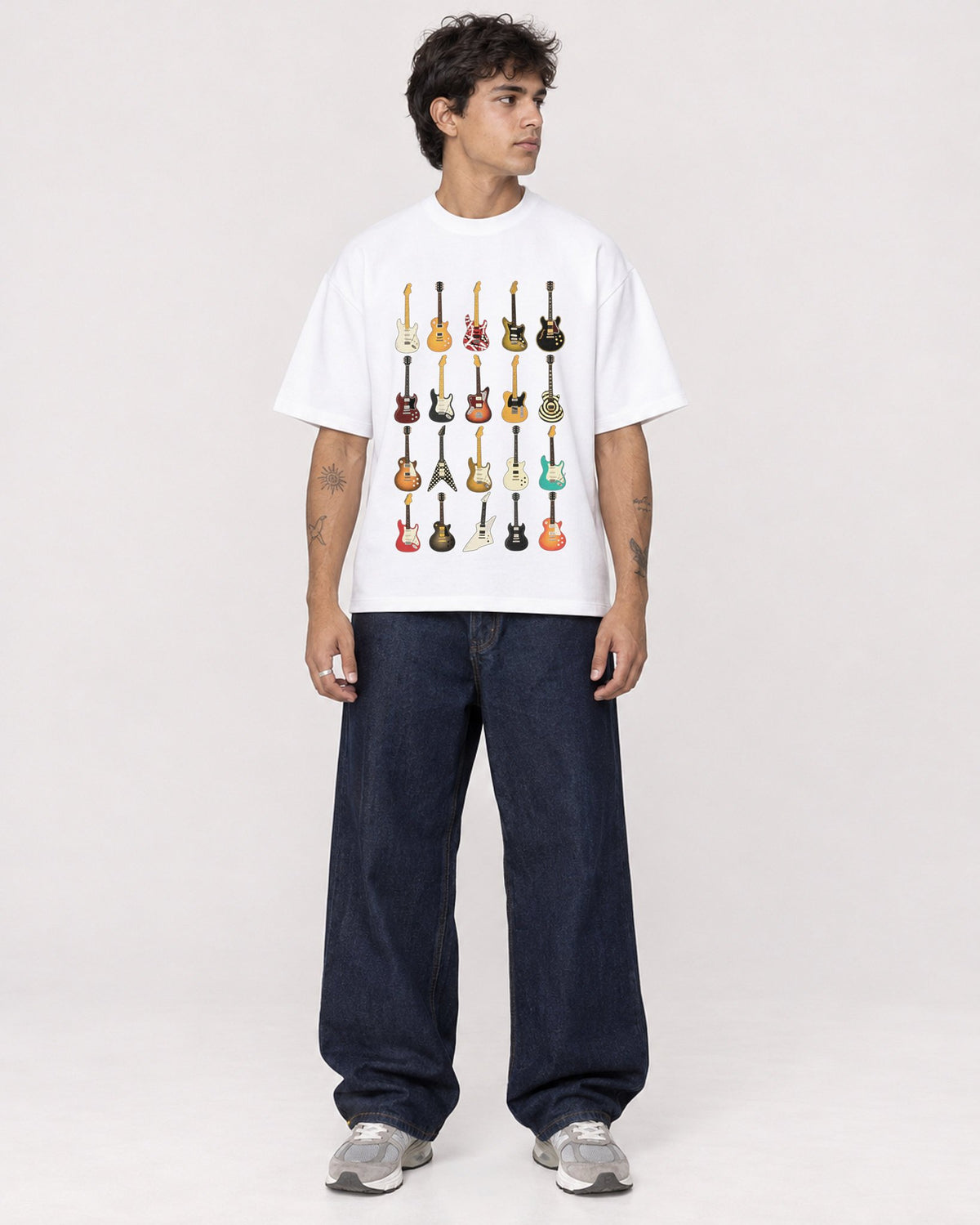 Mockup Boxy Heavyweight Tee White male full-body 06