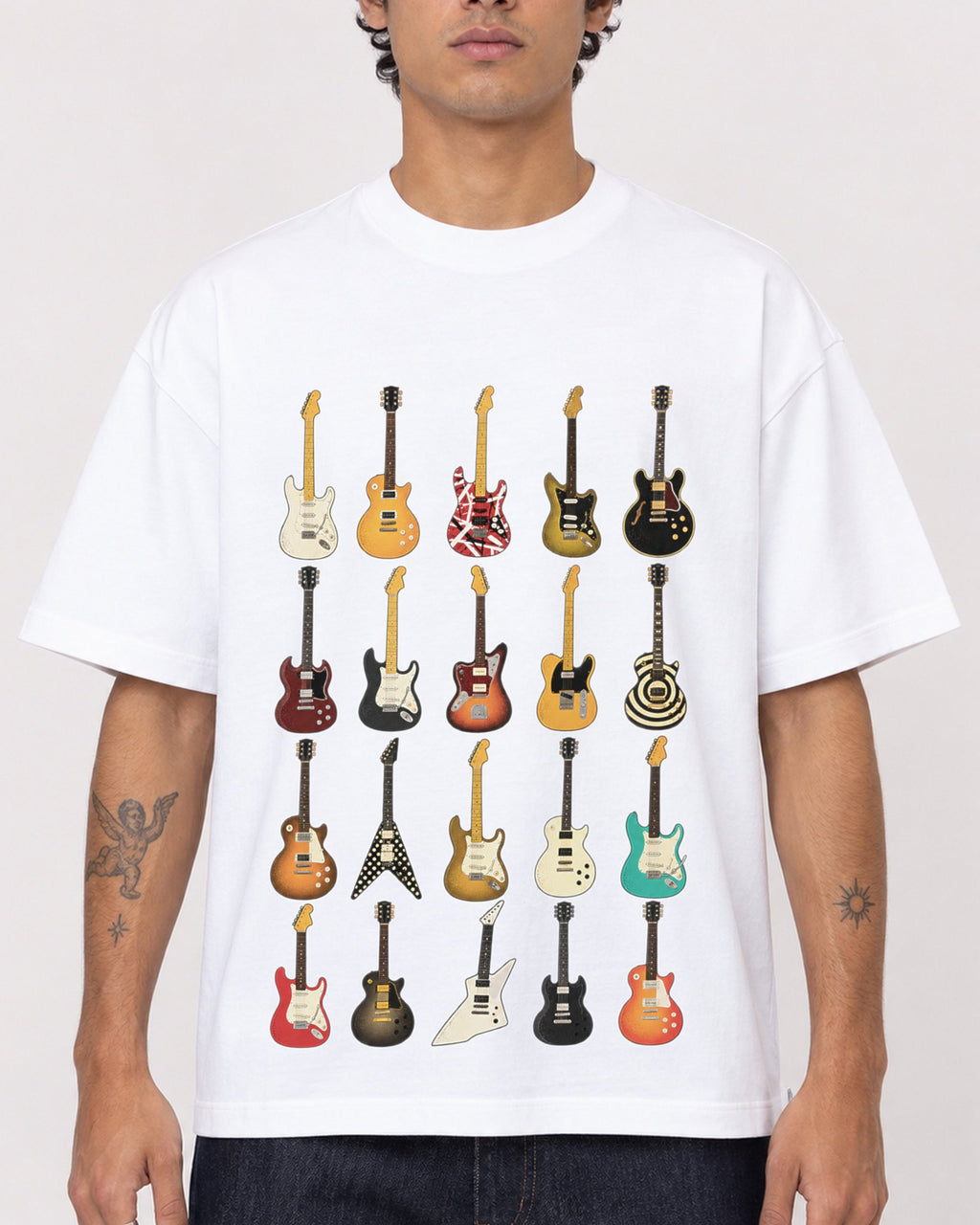 Mockup Boxy Heavyweight Tee White male close-up 06