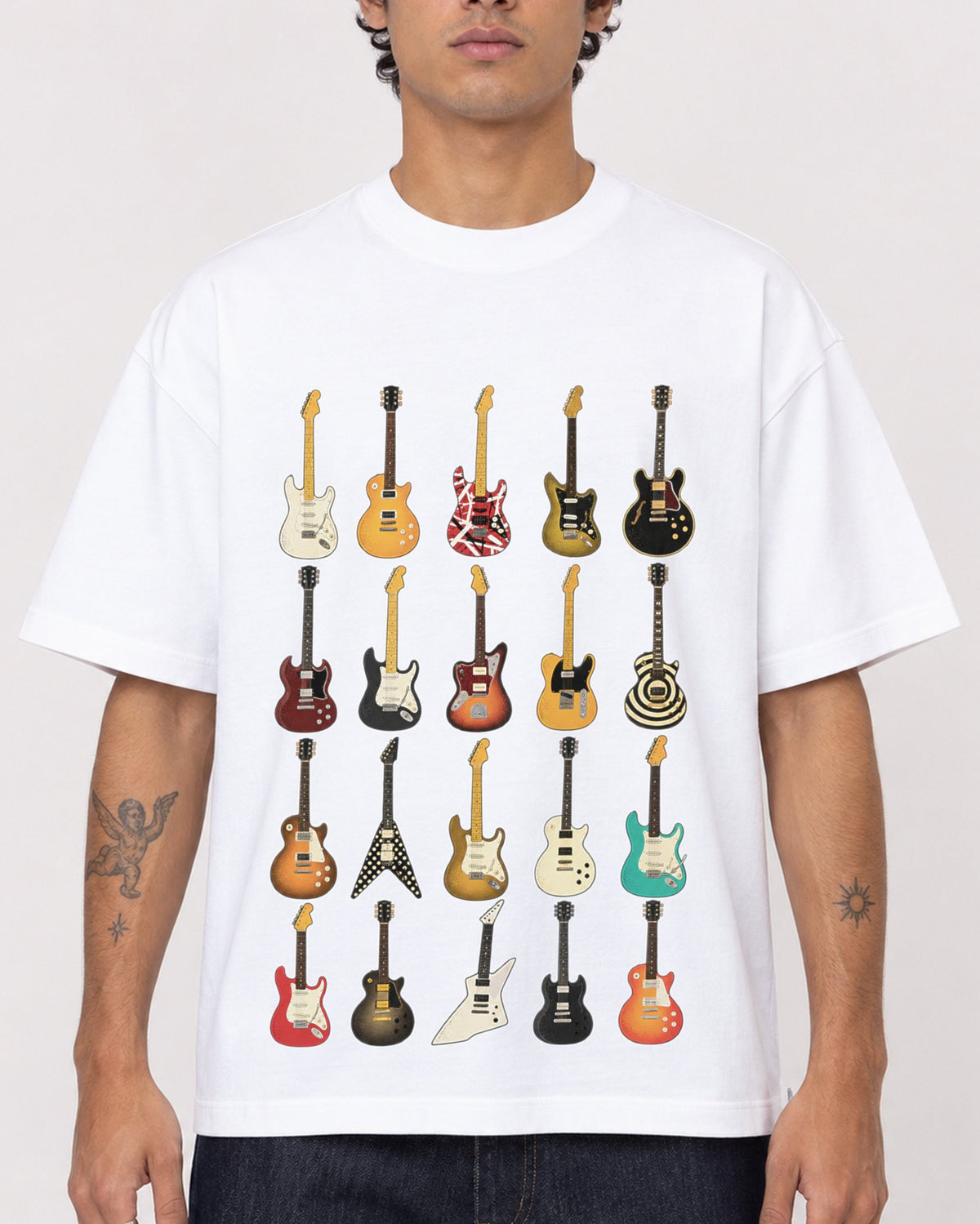 Mockup Boxy Heavyweight Tee White male close-up 06