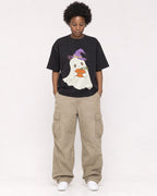 Mockup Boxy Heavyweight Tee Black female full-body 14