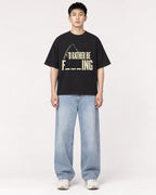 Mockup Boxy Heavyweight Tee Black male full-body 21