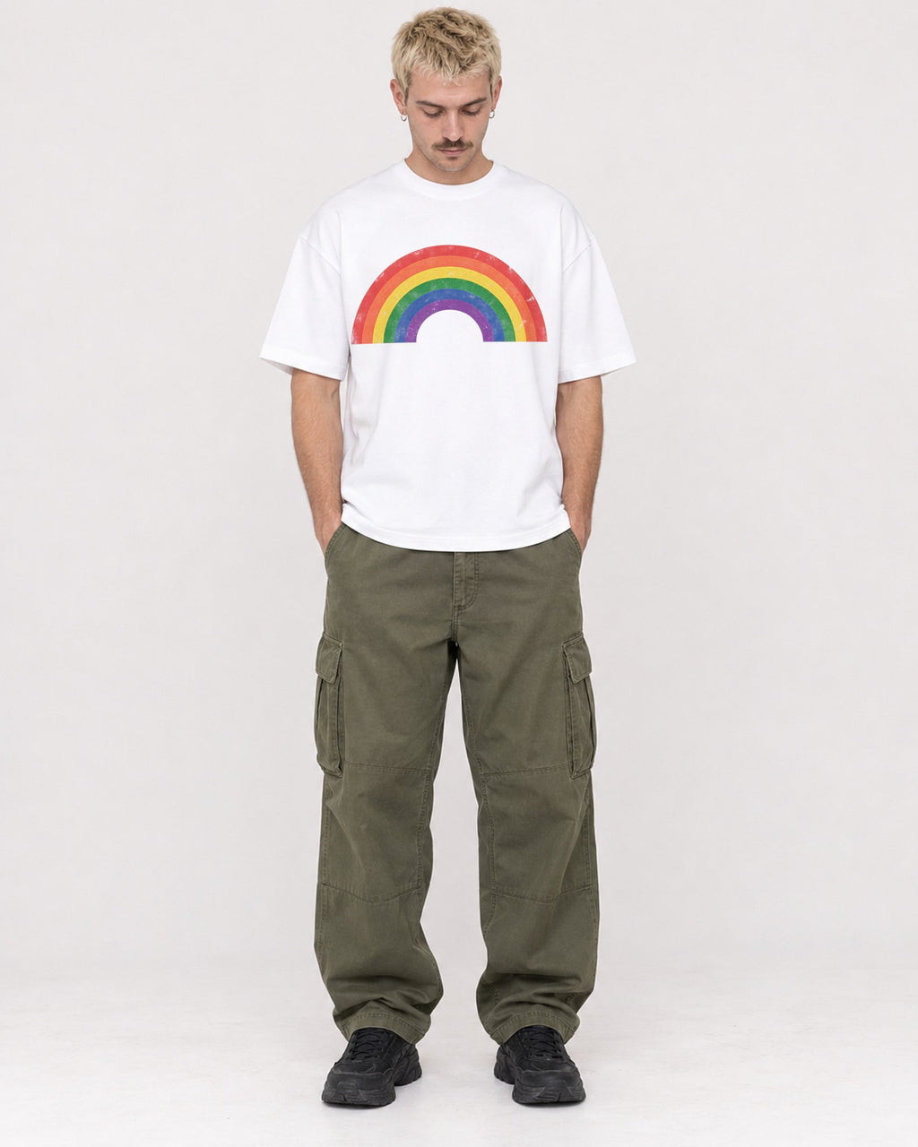 Mockup Boxy Heavyweight Tee White male full-body 39