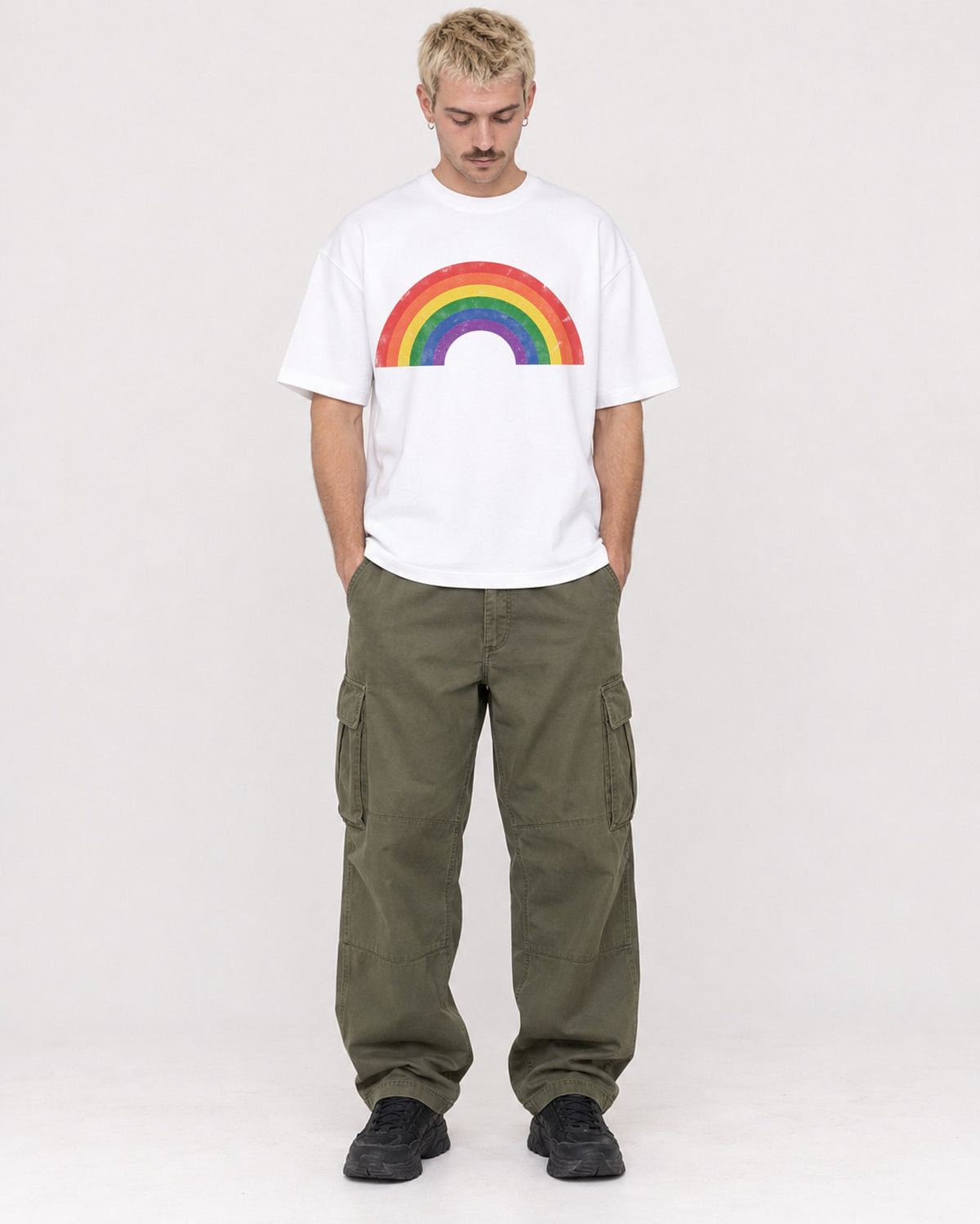 Mockup Boxy Heavyweight Tee White male full-body 39