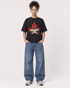 Mockup Boxy Heavyweight Tee Black female full-body 20