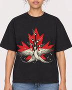 Mockup Boxy Heavyweight Tee Black female close-up 20