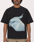 Mockup Boxy Heavyweight Tee Black male close-up 04