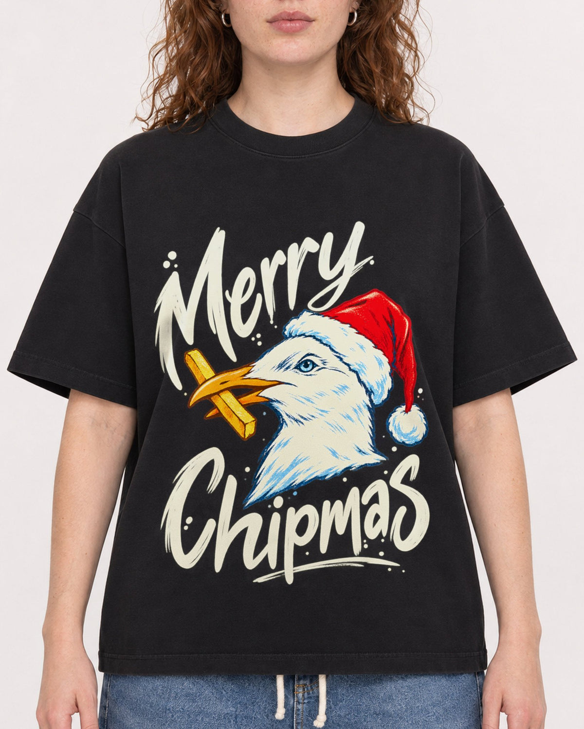 Mockup Boxy Heavyweight Tee Black female close-up 09