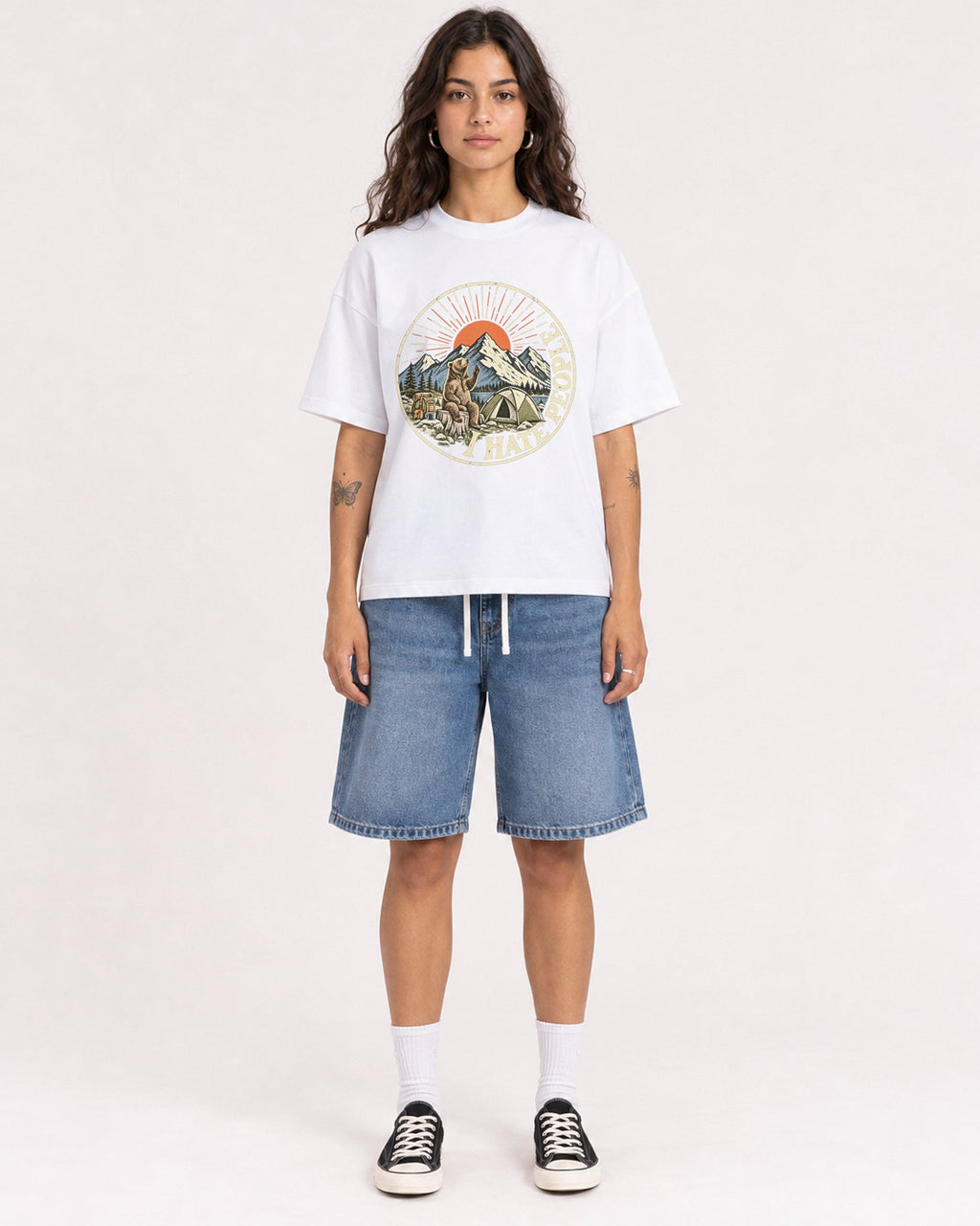 Mockup Boxy Heavyweight Tee White female full-body 06