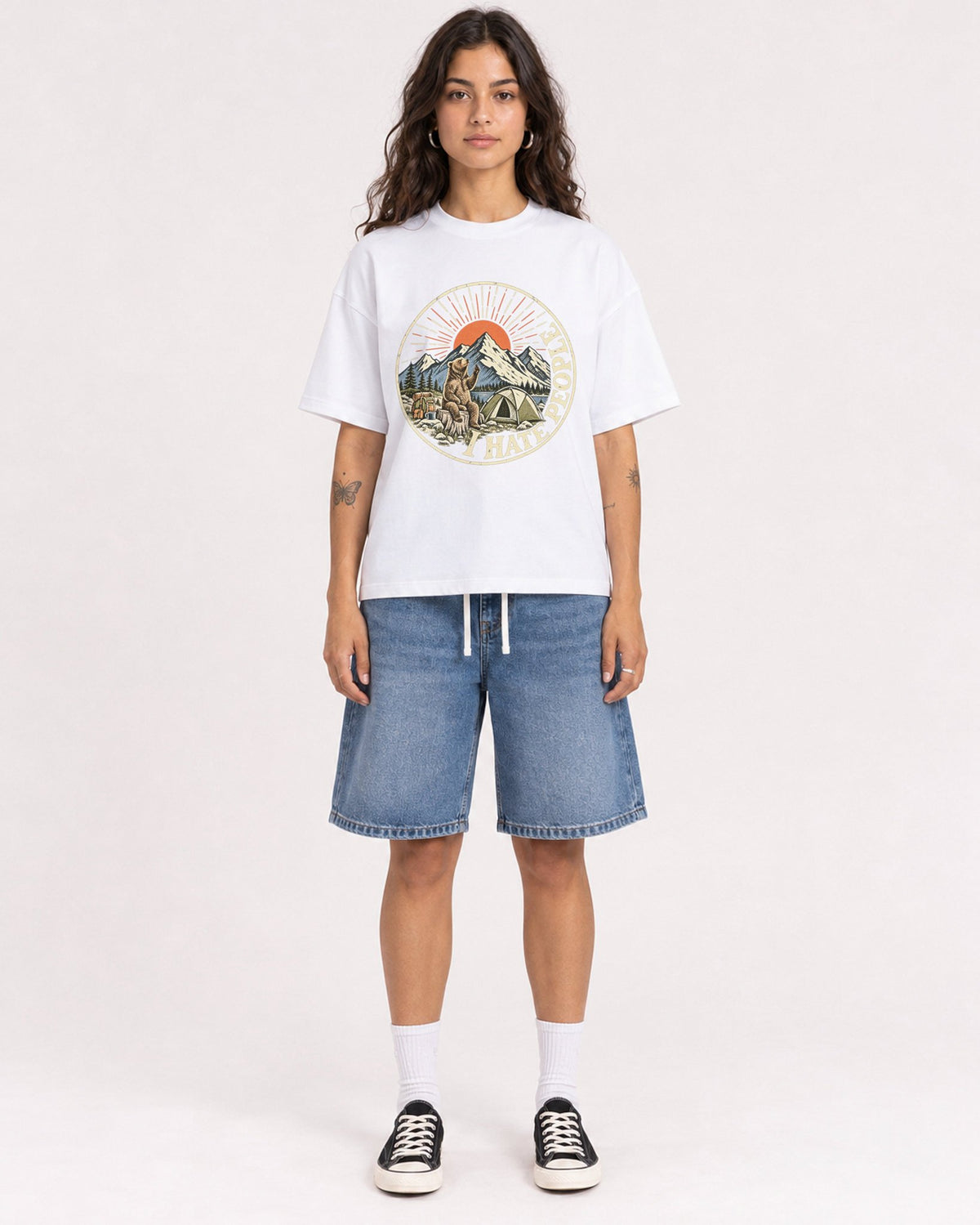 Mockup Boxy Heavyweight Tee White female full-body 06