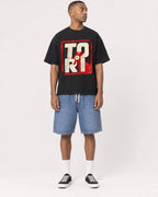 Mockup Boxy Heavyweight Tee Black male full-body 35