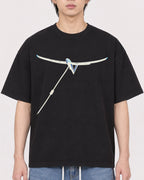 Mockup Boxy Heavyweight Tee Black male close-up 11