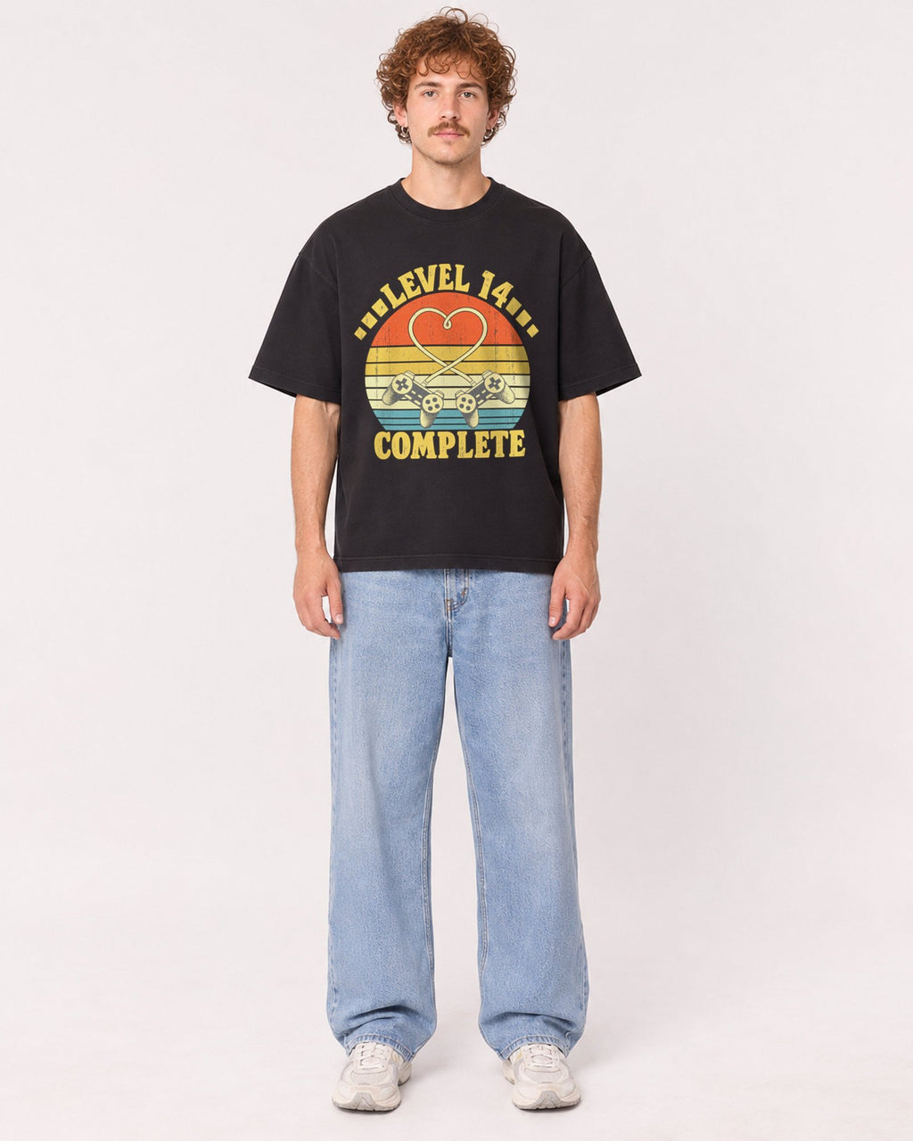 Mockup Boxy Heavyweight Tee Black male full-body 09
