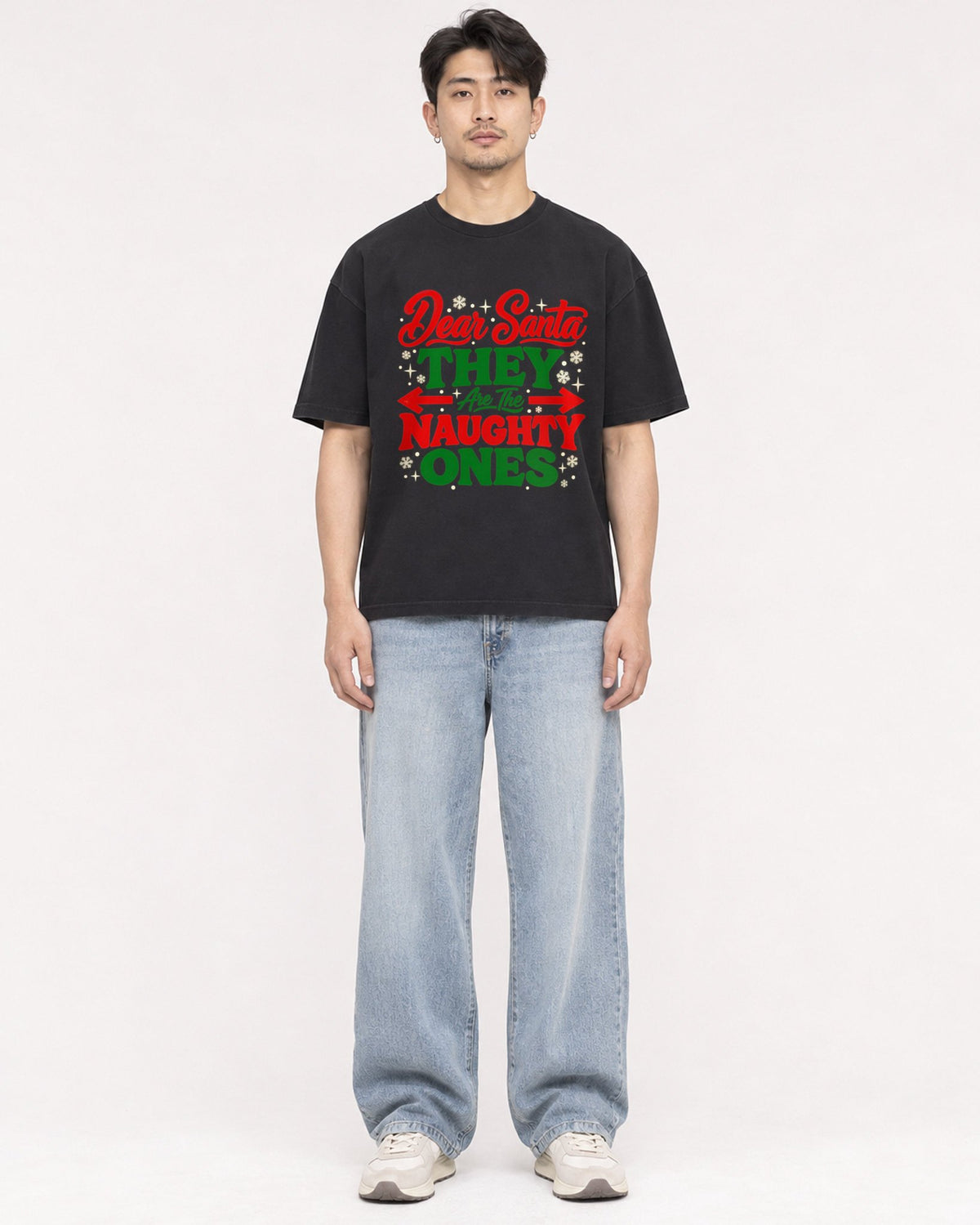 Mockup Boxy Heavyweight Tee Black male full-body 13