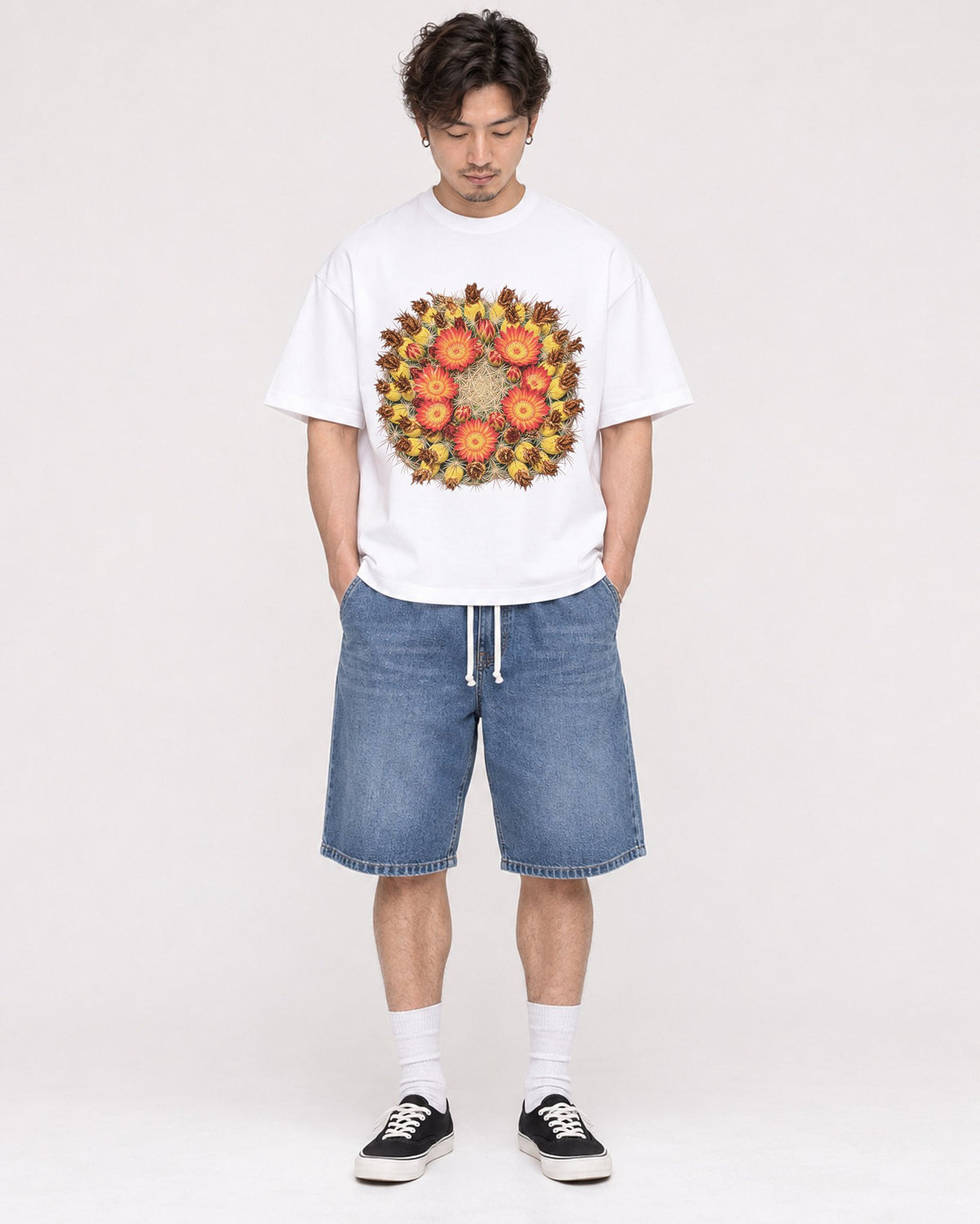 Mockup Boxy Heavyweight Tee White male full-body 03