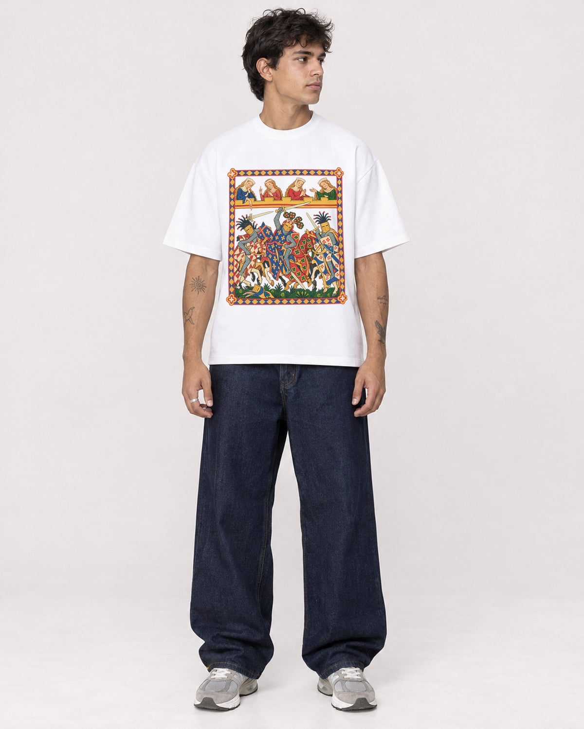 Mockup Boxy Heavyweight Tee White male full-body 06