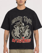 Mockup Boxy Heavyweight Tee Black male close-up 36