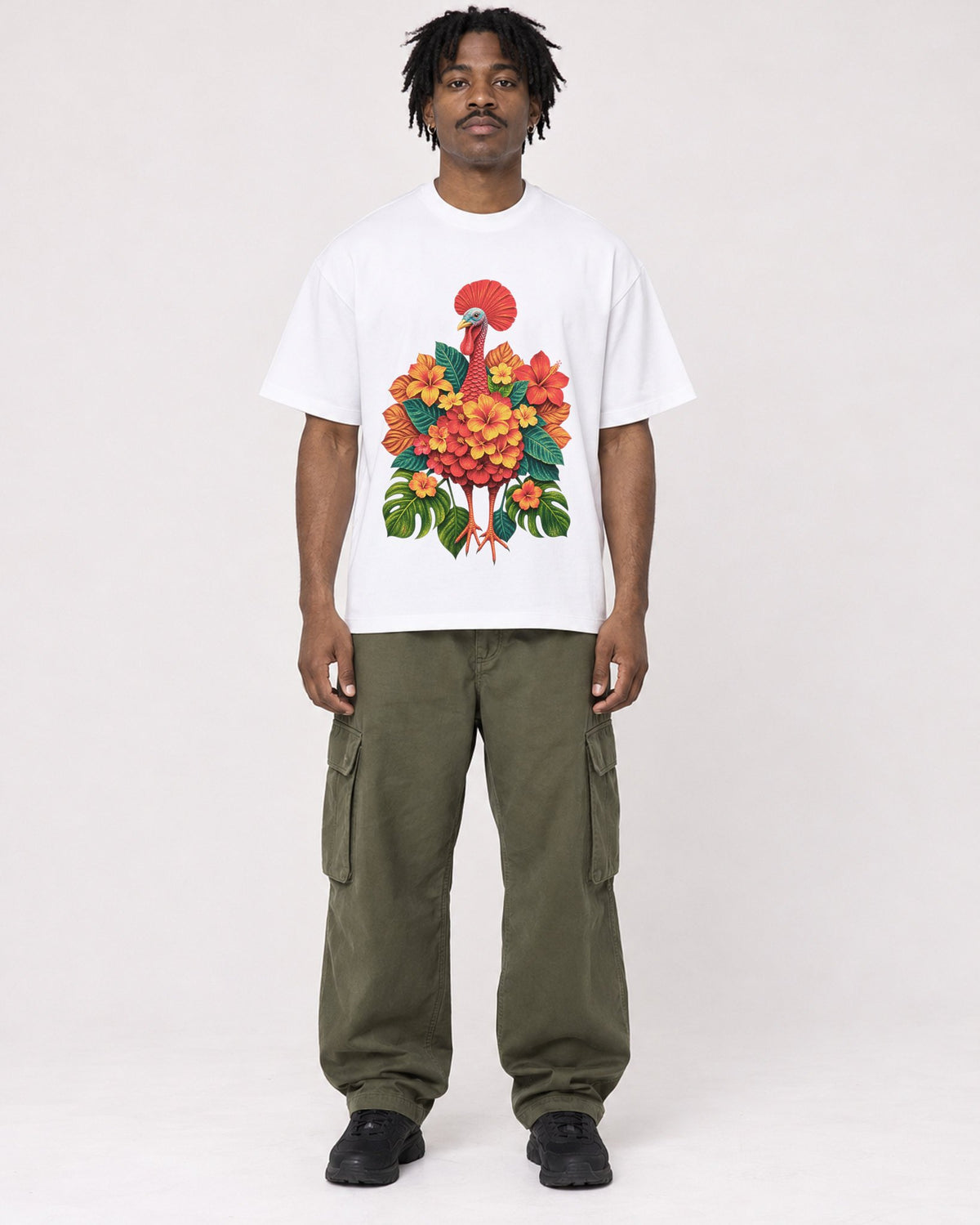 Mockup Boxy Heavyweight Tee White male full-body 04